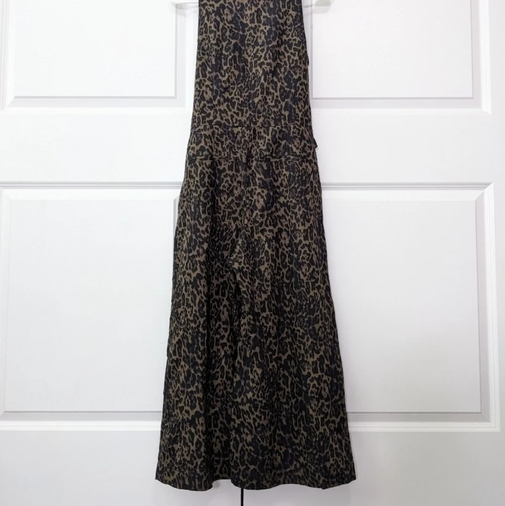Banana Republic Jumpsuit Romper Women's 0 Leopard Linen Blend Button Up Tie